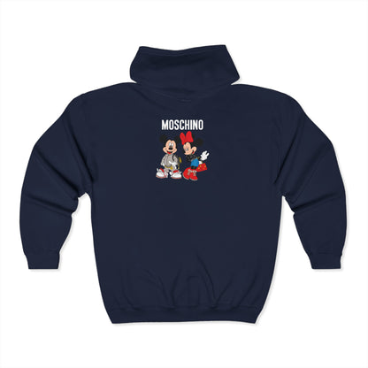 Moschino Minnie And Mickie Mouse Adult Zip-Up Hoodie