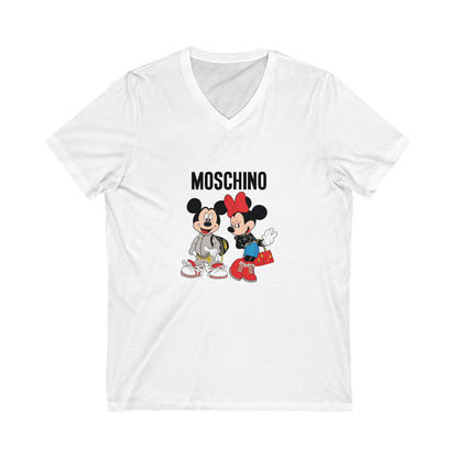 Moschino Minnie And Mickie Mouse Adult V-Neck T-Shirt