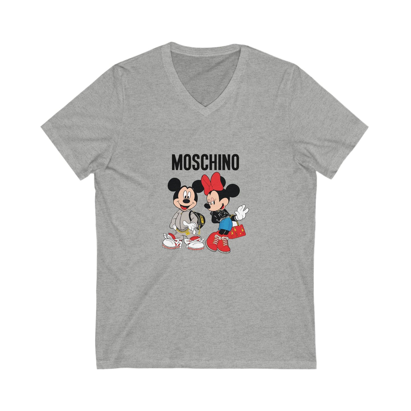 Moschino Minnie And Mickie Mouse Adult V-Neck T-Shirt