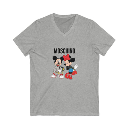 Moschino Minnie And Mickie Mouse Adult V-Neck T-Shirt